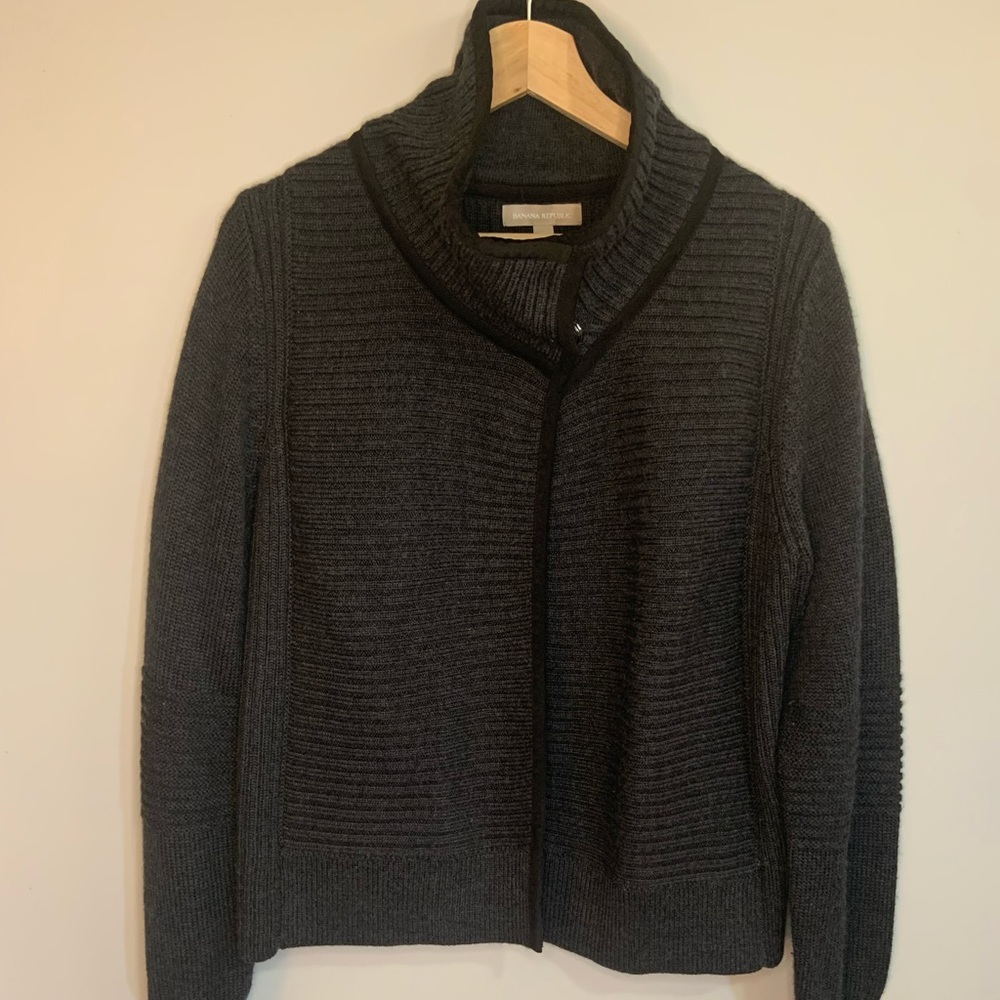 Banana Republic Dark Gray Shawl Collar Knit Cardigan